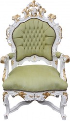 4250828389474 - Barock Luxus Thron Sessel GrÃ¼n Weiss Gold - Unikat - Barock MÃ¶bel Thron KÃ¶nigssessel - Limited Edition