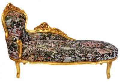 4250828390746 - Barock Chaiselongue Gobelin Muster   Gold - MÃ¶bel Lounge Liege Recamiere
