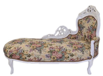 4250828390753 - Barock Chaiselongue Blumenmuster   Antik WeiÃ - MÃ¶bel Lounge Liege Recamiere
