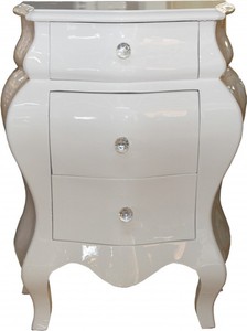 4250828390777 - Barock Kommode Weiss glÃ¤nzend H 72 cm B 57 cm - Nachttisch Konsole