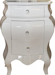 4250828390777 - Barock Kommode Weiss glÃ¤nzend H 72 cm B 57 cm - Nachttisch Konsole