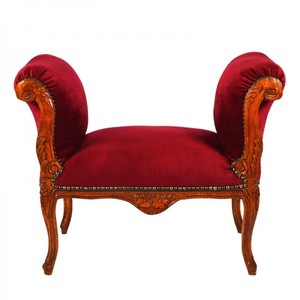 4250828390876 - Barock Schemel Hocker Bordeaux   Braun - Sitzbank