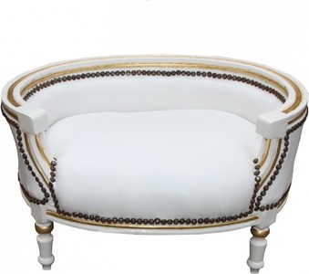 4250828390944 - Barock Hunde & Katzen Sofa Weiss Gold Hundebett & Katzenbett 4250828390944 - Barock Hunde & Katzen Sofa Weiss Gold Hundebett & Katzenbett