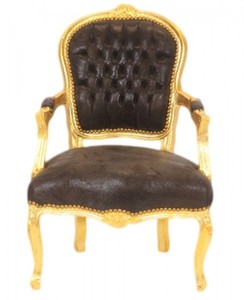 4250828392054 - Barock Salon Stuhl Braun Lederoptik   Gold - MÃ¶bel Antik Stil