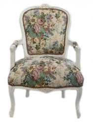 4250828392092 - Barock Salon Stuhl Blumen Muster Antik Weiß - Antik Design Möbel 4250828392092 - Barock Salon Stuhl Blumen Muster Antik Weiß - Antik Design Möbel