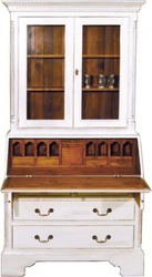 4250828393167 - Vintage SekretÃ¤r Schrank Antik Stil Weiss   Holzfarben H 210 x B 110 cm - Vitrine Regal Schrank Shabby Chic Hotel MÃ¶bel