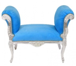 4250828393495 - Barock Schemel Hocker Hellblau Silber - Sitzbank 4250828393495 - Barock Schemel Hocker Hellblau Silber - Sitzbank