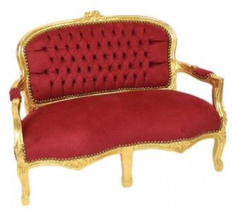 Casa Padrino Baroque Kider seat bordeaux red / gold antique style lounge – Bild 2