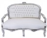 Casa Padrino Baroque Kider seat white leather look / silver antique style lounge – Bild 1