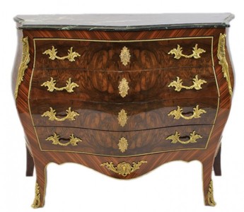 4250828393556 - Barock Kommode Braun mit grÃ¼ner Marmorplatte - Bombay Empire Kommode