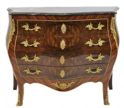 4250828393556 - Barock Kommode Braun mit grÃ¼ner Marmorplatte - Bombay Empire Kommode
