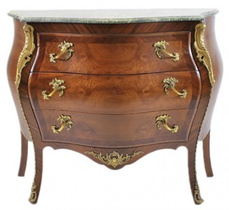4250828393648 - FranzÃ¶sische Barock Kommode Braun mit grÃ¼ner Marmorplatte 3 Schubladen von Casa Padrino