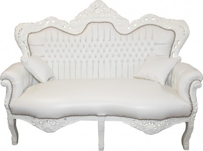 4250828393877 - Barock 2er Sofa Master Weià Lederoptik - Wohnzimmer Couch Möbel Lounge 4250828393877 - Barock 2er Sofa Master Weià Lederoptik - Wohnzimmer Couch Möbel Lounge