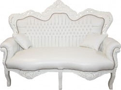 4250828393877 - Barock 2er Sofa Master Weià Lederoptik - Wohnzimmer Couch Möbel Lounge 4250828393877 - Barock 2er Sofa Master Weià Lederoptik - Wohnzimmer Couch Möbel Lounge