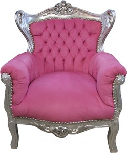 4250828394362 - Barock Kinder Sessel Rosa  Silber- Barock MÃ¶bel