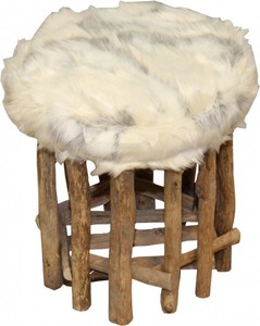 4250828394379 - Designer Hocker Felloptik Hell HÃ¶he 35 cm Durchmesser 33 cm - FuÃhocker Sitzhocker