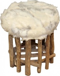 4250828394379 - Designer Hocker Felloptik Hell HÃ¶he 35 cm Durchmesser 33 cm - FuÃhocker Sitzhocker