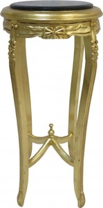 4250828394393 - Barock XL Beistelltisch mit Marmorplatte Rund Gold Schwarz 91 x 41 cm Antik Stil