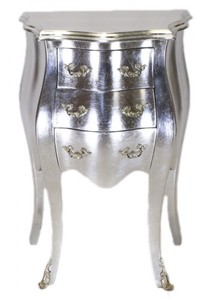 4250828394416 - Barock Kommode Silber H 70 cm B 50 cm - Nachttisch Schrank mit 3 Schubladen