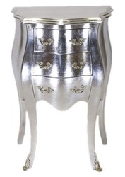 4250828394416 - Barock Kommode Silber H 70 cm B 50 cm - Nachttisch Schrank mit 3 Schubladen