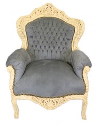 4250828394423 - Barock Sessel King  Grau   Antik Stil Creme - MÃ¶bel