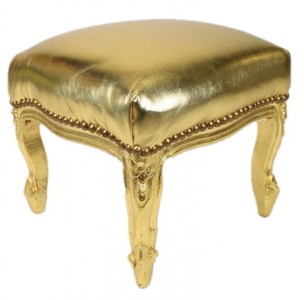 4250828394454 - Barock FuÃhocker Gold Lederoptik   Gold - Antik Stil MÃ¶bel - Hocker