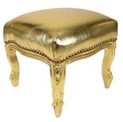 4250828394454 - Barock FuÃhocker Gold Lederoptik   Gold - Antik Stil MÃ¶bel - Hocker