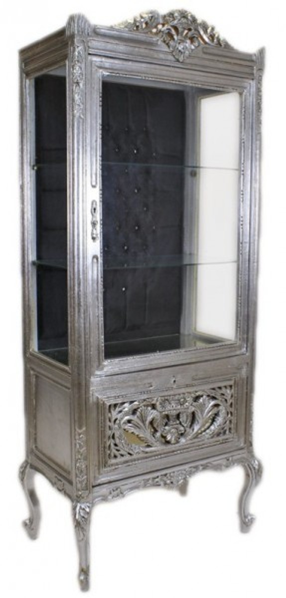 Casa Padrino Baroque Showcase Silver Black Display Cabinet