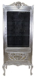 4250828394560 - Barock Vitrine Silber   Schwarz - Vitrinenschrank - Wohnzimmerschrank Glasvitrine