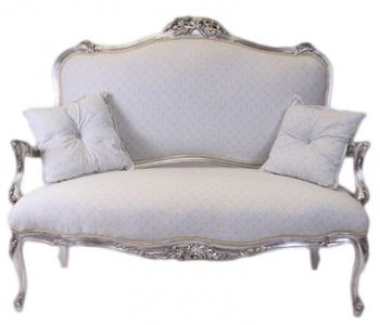 4250828394980 - Barock Weiss-Blau Muster   Silber - italienischer Stil - Barock MÃ¶bel