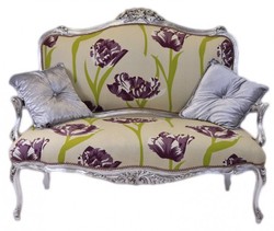 4250828394997 - Barock Creme Blumen Muster   Silber - italienischer Stil - Barock MÃ¶bel
