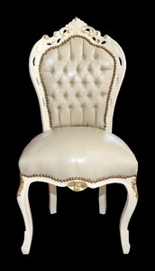4250828395666 - Barock Esszimmer Stuhl Creme Gold Lederoptik Mod1 - Möbel Antik Stil - Limited Edition 4250828395666 - Barock Esszimmer Stuhl Creme Gold Lederoptik Mod1 - Möbel Antik Stil - Limited Edition