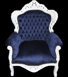 4250828395697 - Barock Sessel King Royalblau Weiss 4250828395697 - Barock Sessel King Royalblau Weiss
