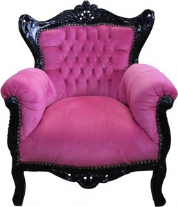 4250828395703 - Barock Kinder Sessel Rosa Schwarz - Barock Möbel 4250828395703 - Barock Kinder Sessel Rosa Schwarz - Barock Möbel