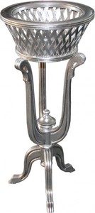 4250828396106 - Barock Pflanzentopfständer aus Holz Silber Antik-Look - Blumentopfständer Blumenständer 4250828396106 - Barock Pflanzentopfständer aus Holz Silber Antik-Look - Blumentopfständer Blumenständer