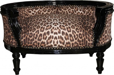 4250828396113 - Barock Hunde & Katzen Sofa Leopard   Schwarz Hundebett & Katzenbett