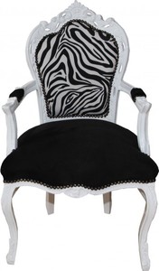 4250828396168 - Casa padrino Barock Esszimmer Stuhl Schwarz   Zebra   Weiss mit Armlehnen - Limited Edition