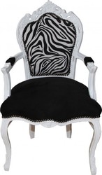 4250828396168 - Casa padrino Barock Esszimmer Stuhl Schwarz   Zebra   Weiss mit Armlehnen - Limited Edition