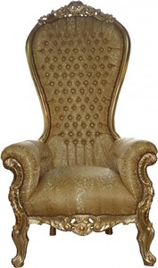 4250828396205 - Barock Thron Sessel Majestic Gold Muster   Gold mit Bling Bling Glitzersteinen - Riesensessel -Thron Stuhl Tron
