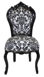 4250828396298 - Barock Esszimmer Stuhl Blumen Muster Schwarz   Weiss- Antik Stil MÃ¶bel