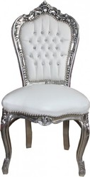 4250828396397 - Barock Esszimmer Stuhl Weià Silber mit Bling Bling Glitzersteinen - Möbel 4250828396397 - Barock Esszimmer Stuhl Weià Silber mit Bling Bling Glitzersteinen - Möbel