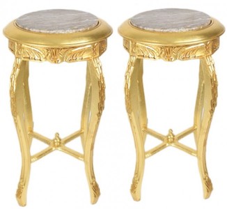 4250828396427 - Barock Beistelltisch mit cremefarbener Marmorplatte Rund Gold 50 x 35 cm Antik Stil - Telefon Blumen Tisch 4250828396427 - Barock Beistelltisch mit cremefarbener Marmorplatte Rund Gold 50 x 35 cm Antik Stil - Telefon Blumen Tisch