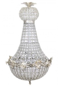 4250828396465 - Barock Kronleuchter Silber mit Glaskristallen 75 x 40 cm Antik Stil - MÃ¶bel LÃ¼ster Leuchter HÃ¤ngeleuchte HÃ¤ngelampe