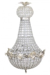 4250828396465 - Barock Kronleuchter Silber mit Glaskristallen 75 x 40 cm Antik Stil - MÃ¶bel LÃ¼ster Leuchter HÃ¤ngeleuchte HÃ¤ngelampe