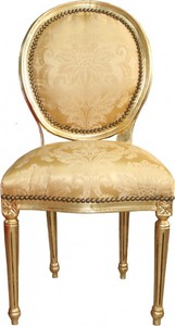 4250828396632 - Barock Esszimmer Stuhl Gold Blumenmuster   Gold  Mod2 Rund