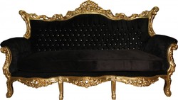 4250828396663 - Barock Sofa Master Schwarz   Gold mit Bling Bling Glitzersteinen - MÃ¶bel Couch Lounge