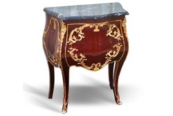 4250828396878 - Barock Kommode mit Marmorplatte Mahagonie Braun mit goldenen Metallapplikationen - Hotel Collection