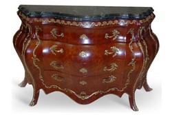 4252006254390 - Barock Kommode mit Marmorplatte Mahagoni Braun mit goldenen Metallapplikationen 158 cm - Hotel Collection