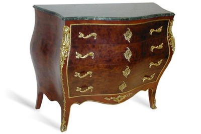 4250828397004 - Barock Kommode mit Marmorplatte Mahagoni Braun mit goldenen Metallapplikationen 115 cm - Hotel Collection