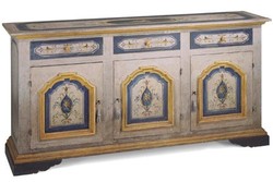 4250828397066 - Vintage Look Barock Sideboard Anrichte Weiß Blau Gelb handbemalt 205 cm - Hotel Collection 4250828397066 - Vintage Look Barock Sideboard Anrichte Weiß Blau Gelb handbemalt 205 cm - Hotel Collection